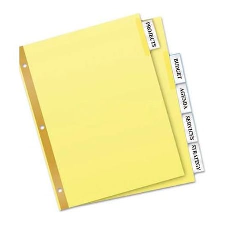 WorkSaver Big Tab Reinforced Dividers With Clear Tabs, 5-Tab, Letter, Buff